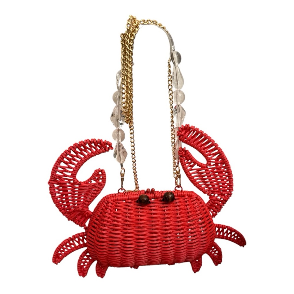 NWT Savanna Red Crab Wicker Purse